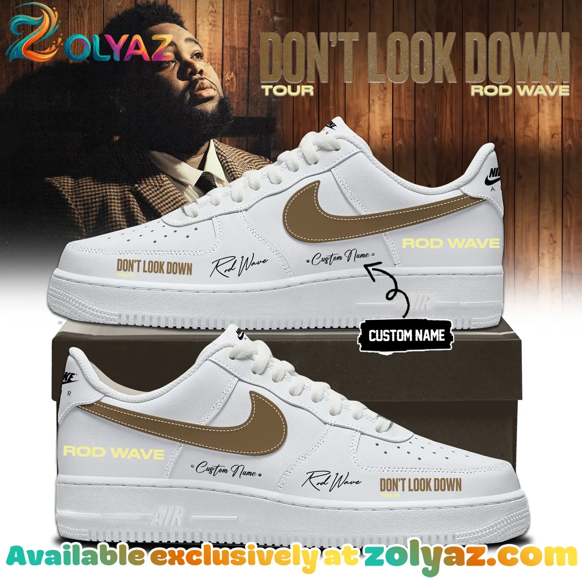 Rod Wave Don't Look Down Tour Custom Air Force 1 & Jordan 1 Shoes (Design 14)