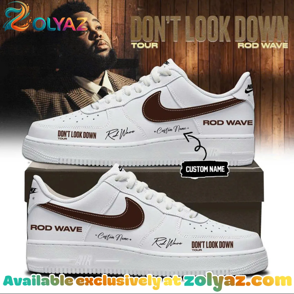 Rod Wave Don't Look Down Tour Custom Air Force 1 & Jordan 1 Shoes - Variant 16