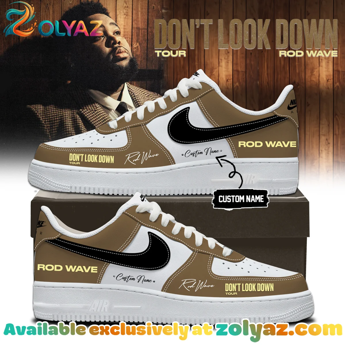 Rod Wave Don't Look Down Tour Custom Air Force 1 & Jordan 1 Shoes - Variant 1