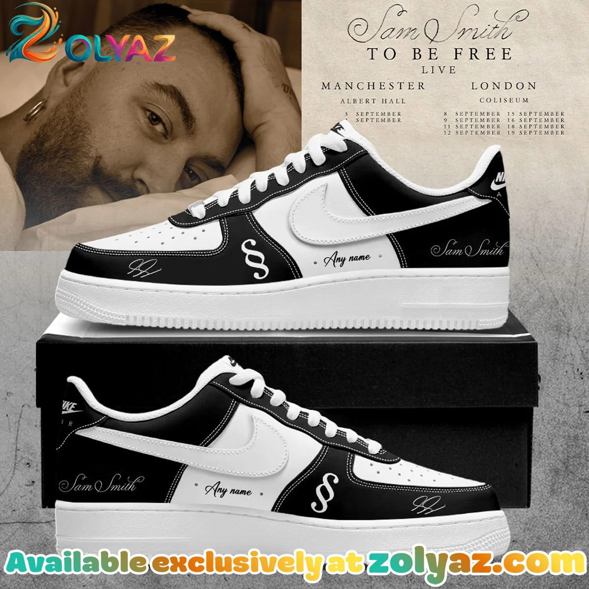 SAM SMITH To Be Free Live Custom Air Force 1 & Jordan 1 Shoes - Series 8