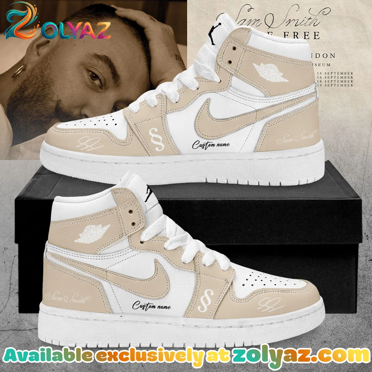 SAM SMITH To Be Free Live Custom Air Force 1 & Jordan 1 Shoes (Design 12)