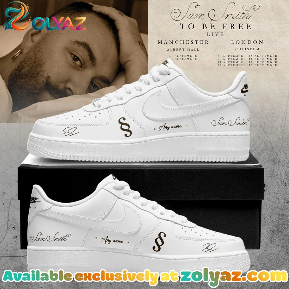 SAM SMITH To Be Free Live Custom Air Force 1 & Jordan 1 Shoes (Release 17)
