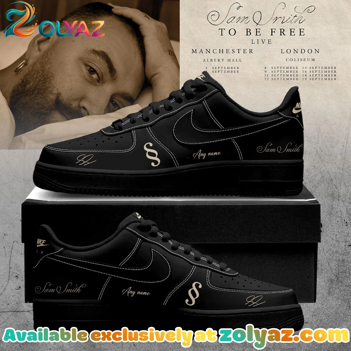 SAM SMITH To Be Free Live Custom Air Force 1 & Jordan 1 Shoes - Series 19