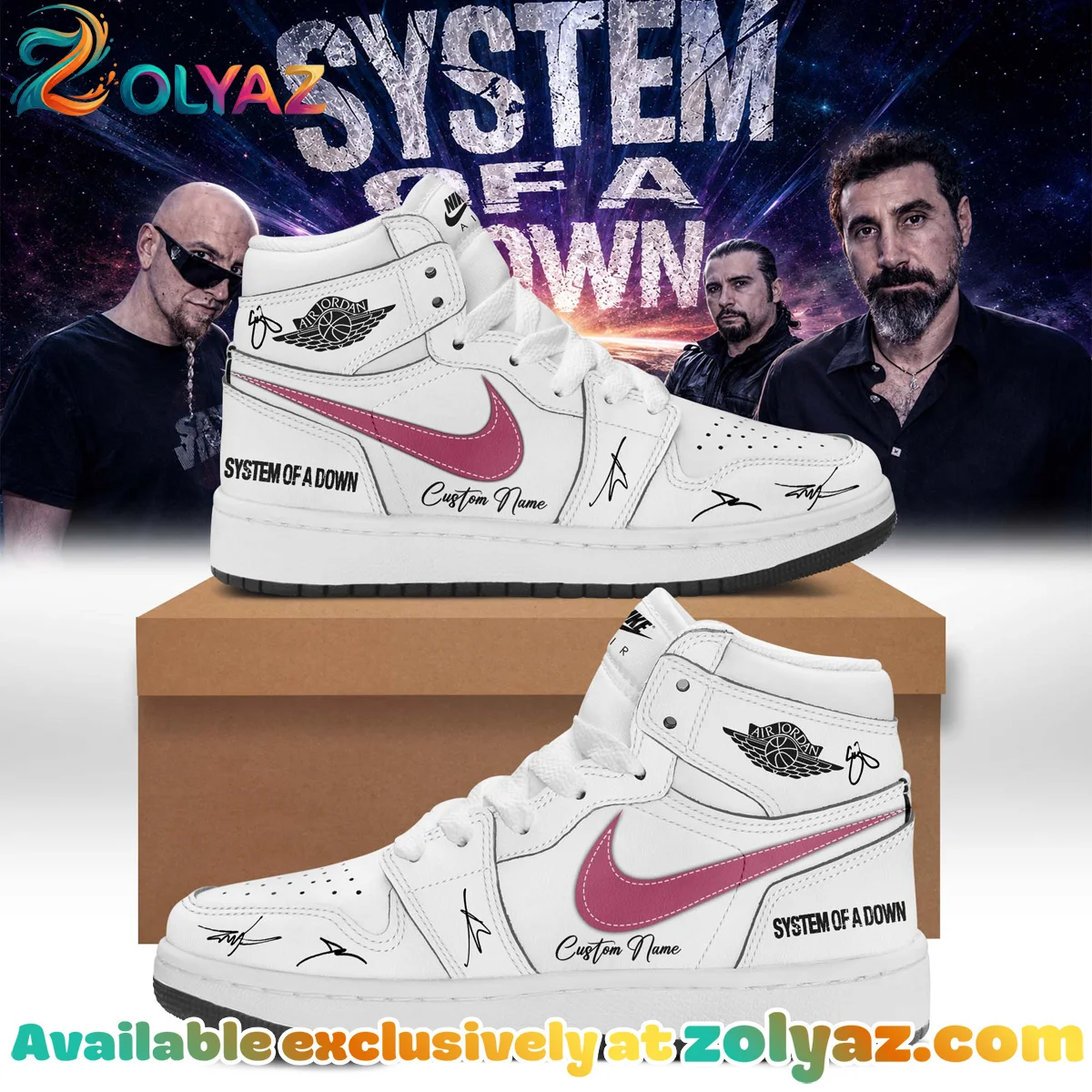 System of a Down Europe UK Stadium Tour Custom Air Force 1 & Jordan 1 Shoes (Design 2)