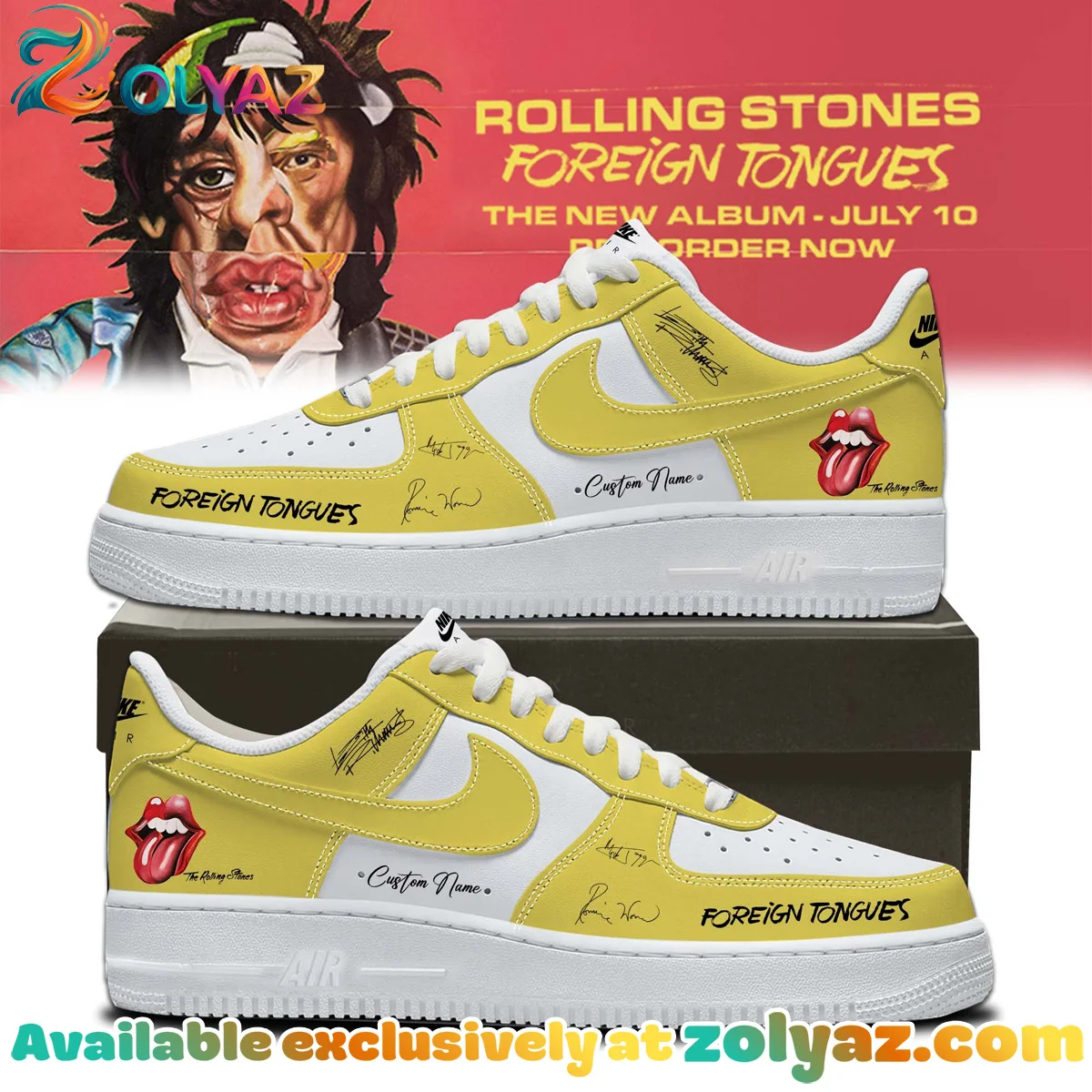 The Rolling Stones Foreign Tongues Album Custom Air Force 1 & Jordan 1 Shoes - Series 6