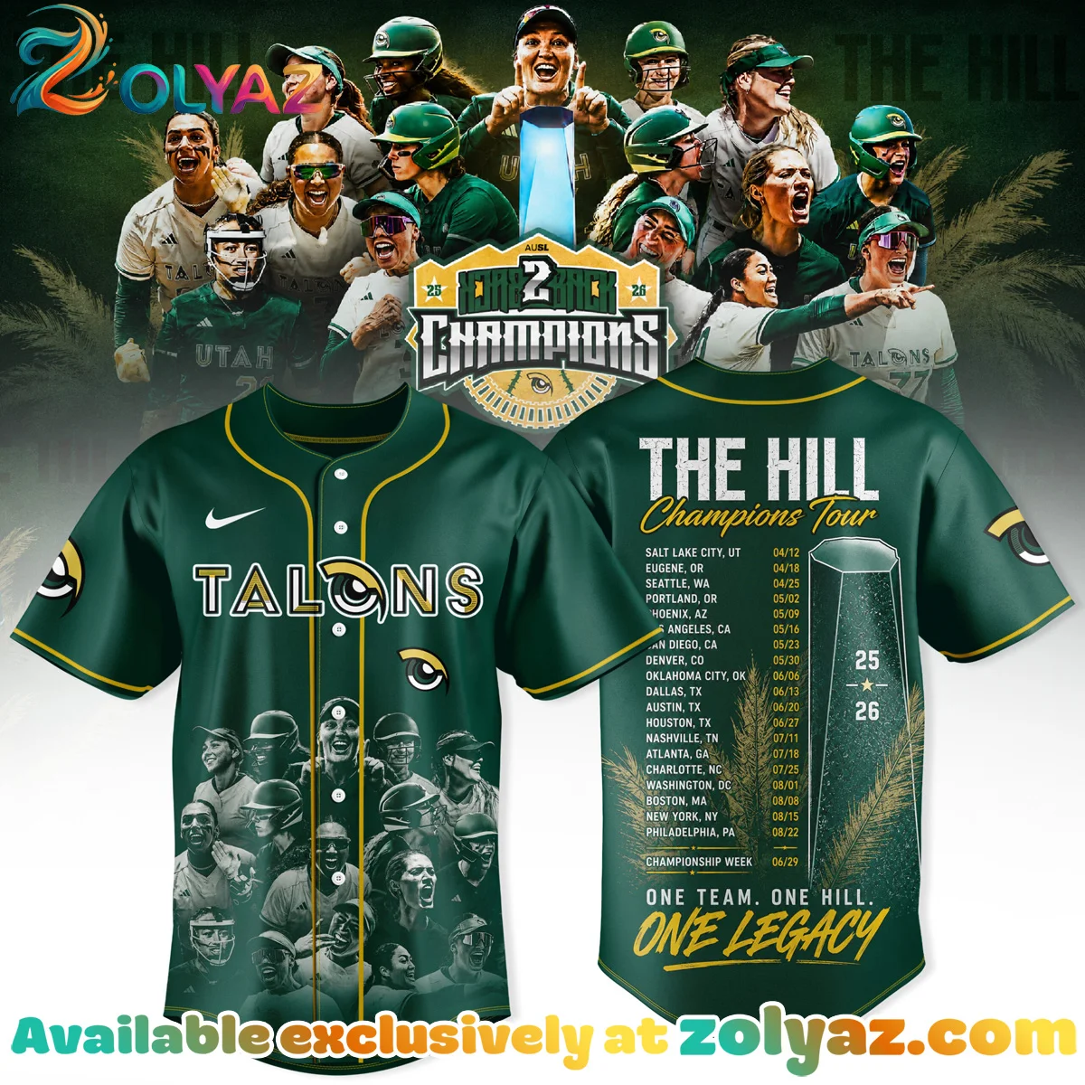 Utah Talons AUSL Champions Baseball Jersey (Design 6)