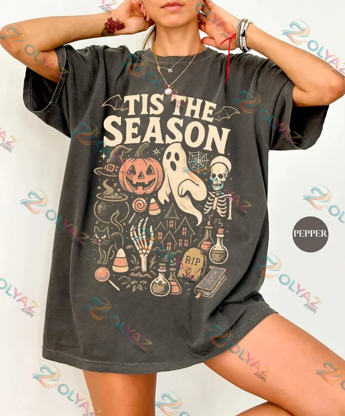 Tis The Season Skeleton Pumpkin Ghost T-Shirt & Hoodie