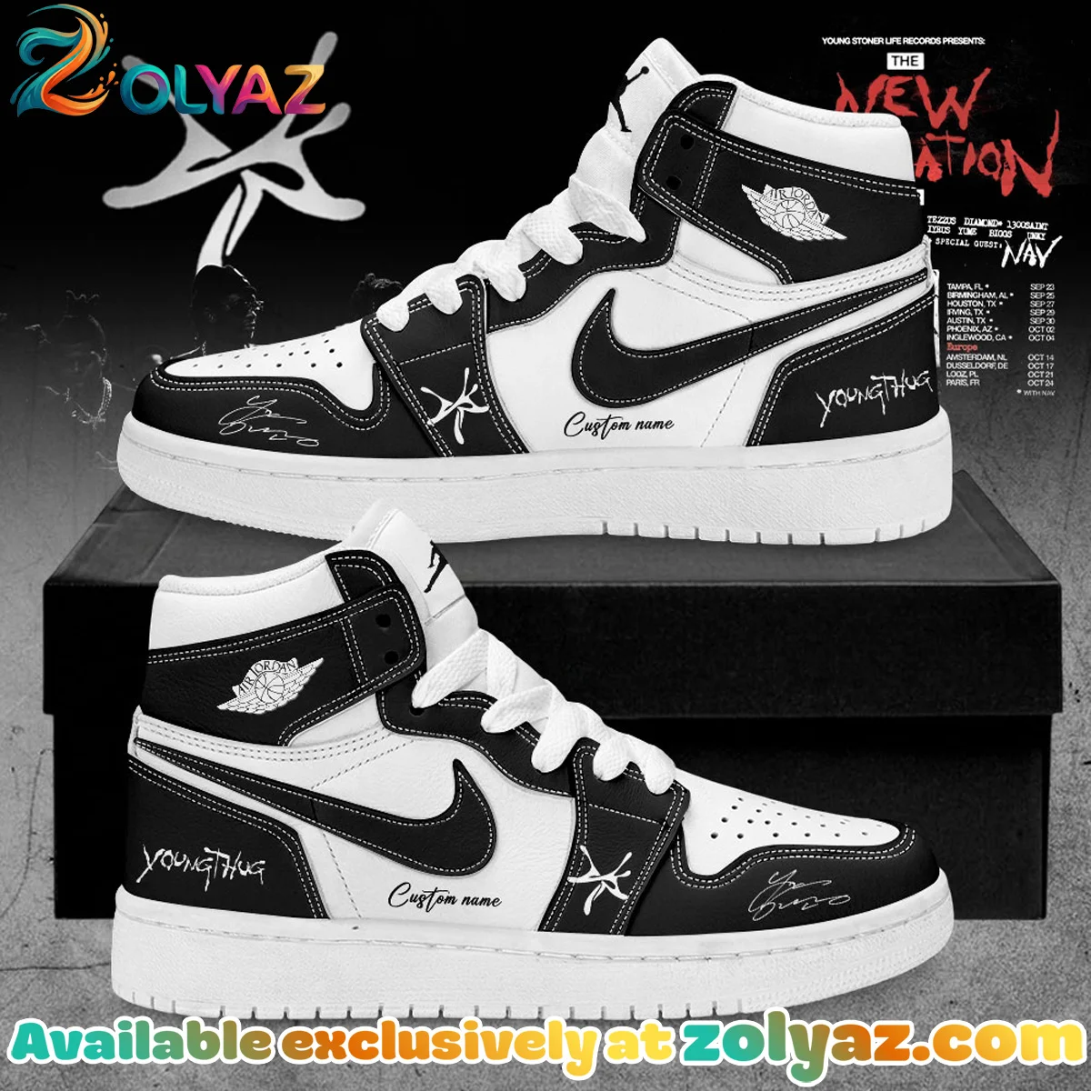 Young Thug x YSL The New Generation Tour Custom Air Force 1 & Jordan 1 Shoes (Style 1)