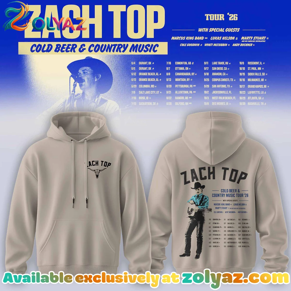 Zach Top Cold Beer & Country Music Tour T-Shirt & Hoodie (Design 4)