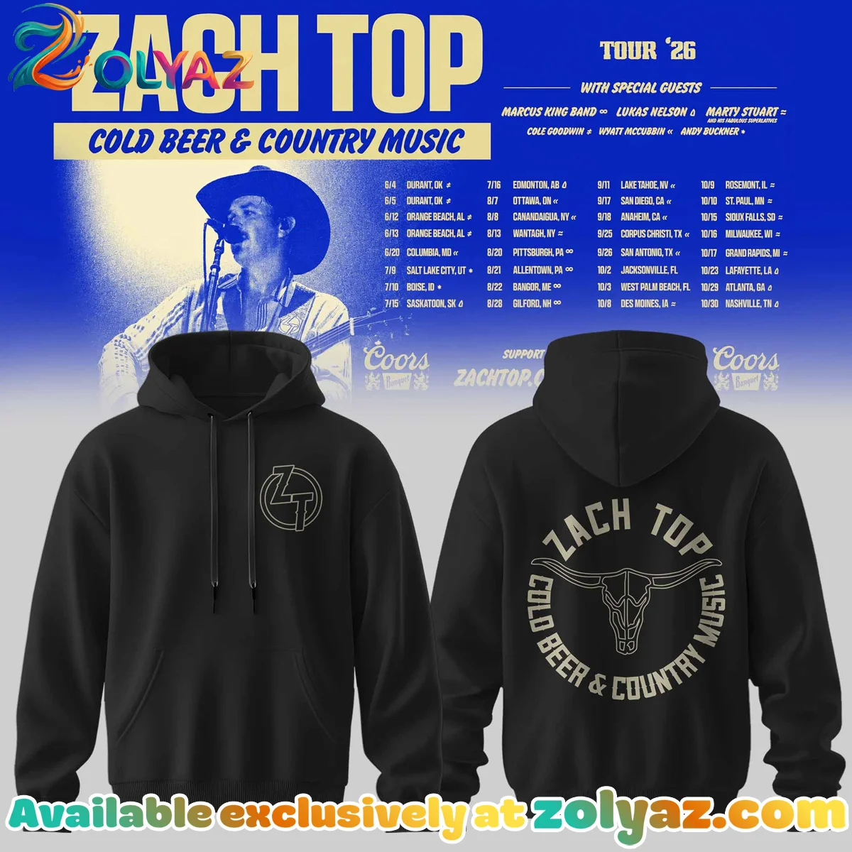 Zach Top Cold Beer & Country Music Tour T-Shirt & Hoodie - Variant 2