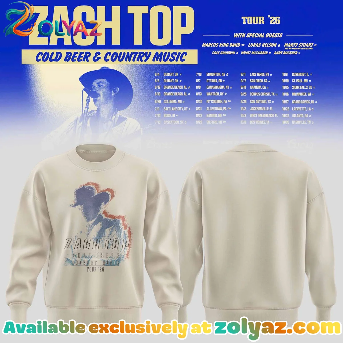 Zach Top Cold Beer & Country Music Tour T-Shirt & Hoodie [Batch 8]