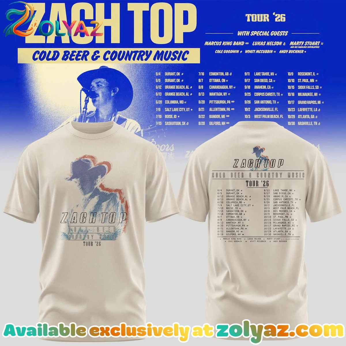 Zach Top Cold Beer & Country Music Tour T-Shirt & Hoodie (Design 19)
