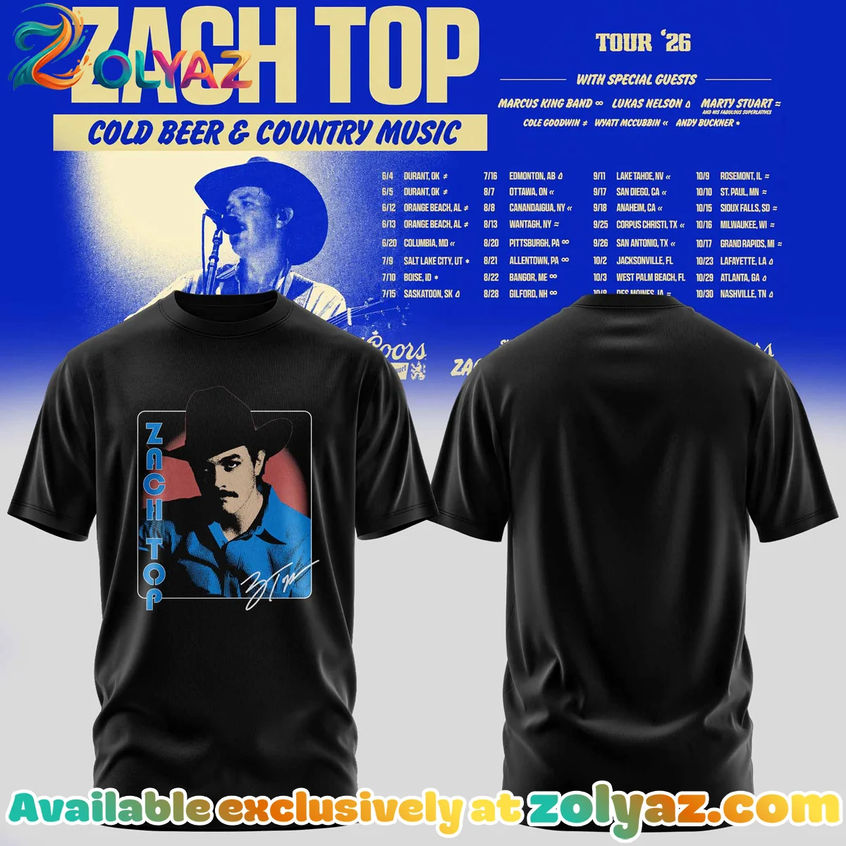 Zach Top Cold Beer & Country Music Tour T-Shirt & Hoodie - Variant 10