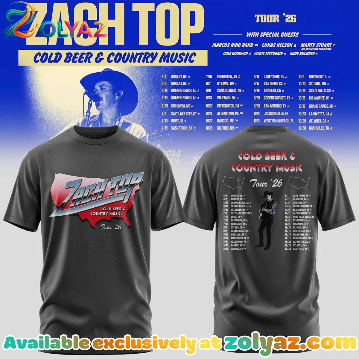 Zach Top Cold Beer & Country Music Tour Shirt & Hoodie (Style 17)