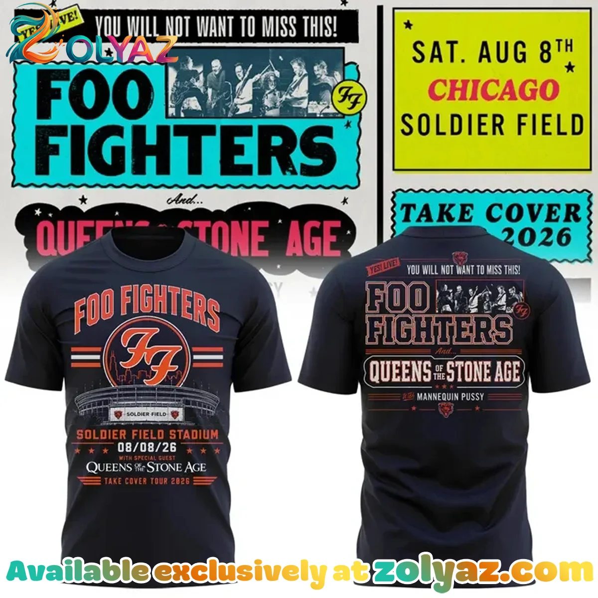 Foo Fighters x Soldier Field Take Cover Tour Shirt & Hoodie