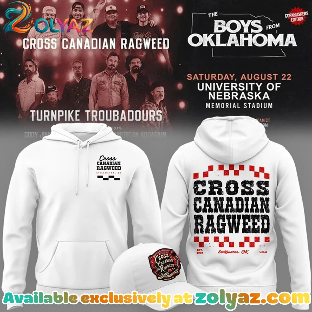 Cross Canadian Ragweed x Nebraska T-Shirt & Hoodie (Design 1)