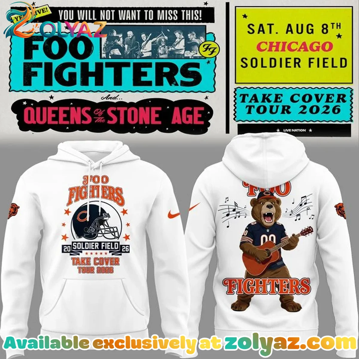 Foo Fighters x Chicago Bears - Take Cover Tour T-Shirt & Hoodie - Part 4