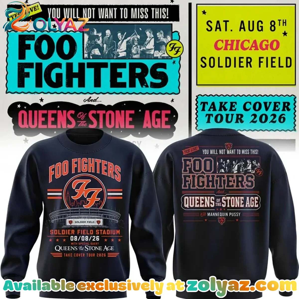 Foo Fighters x Soldier Field - Take Cover Tour T-Shirt & Hoodie (Release 2)