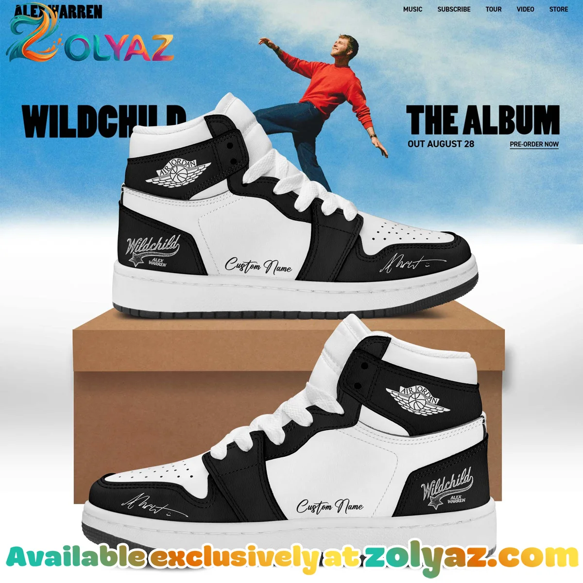 Alex Warren Little Orphan Alex Tour Custom Air Force 1 & Jordan 1 Shoes - Variant 1