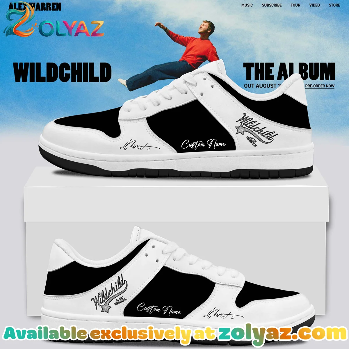 Alex Warren Little Orphan Alex Tour Custom Air Force 1 & Jordan 1 Shoes - Series 5