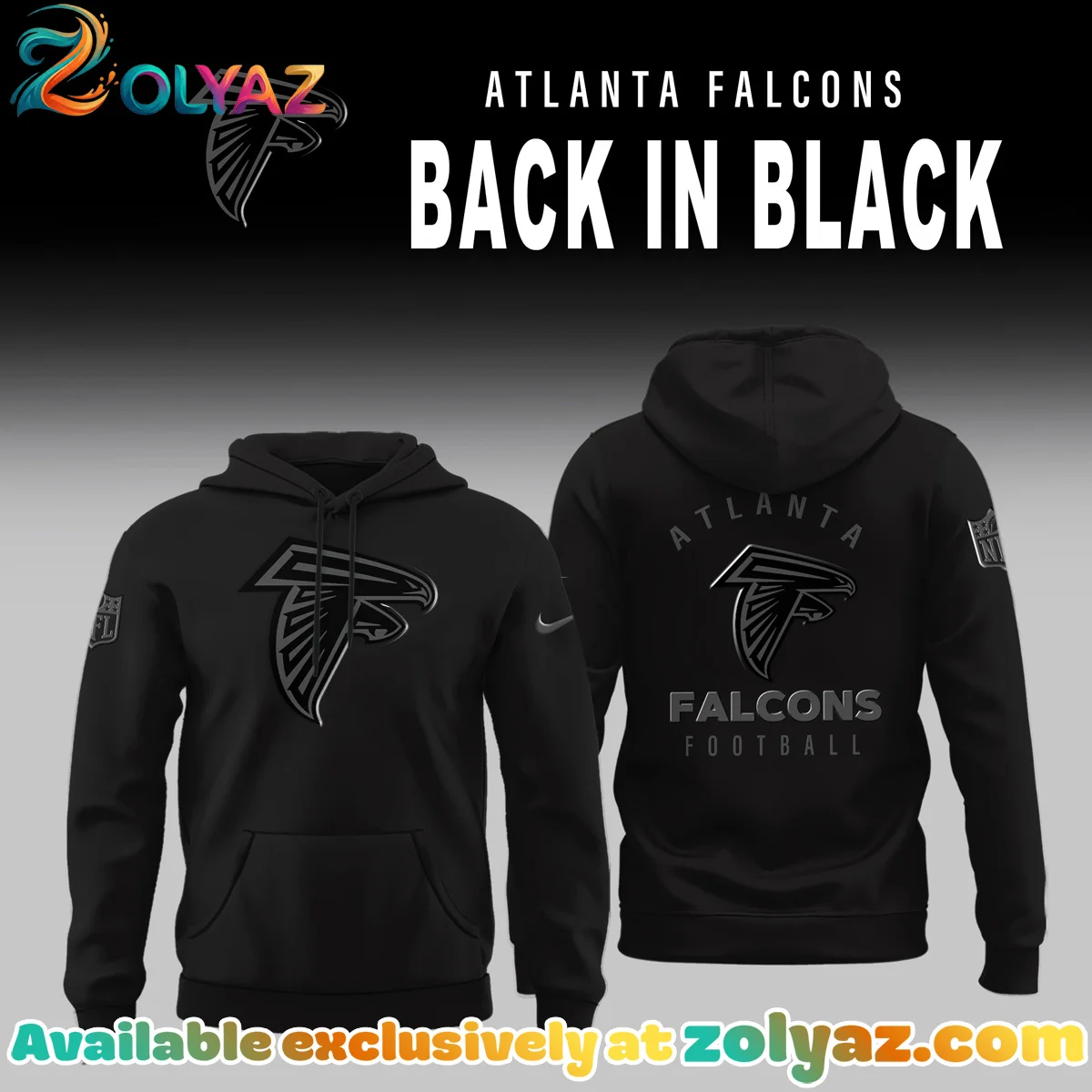 Atlanta Falcons Back In Black T-Shirt & Hoodie (Release 1)
