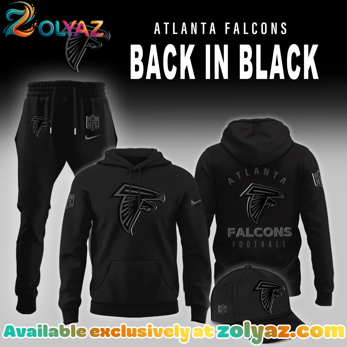 Atlanta Falcons Back In Black Shirt & Hoodie (Release 3)