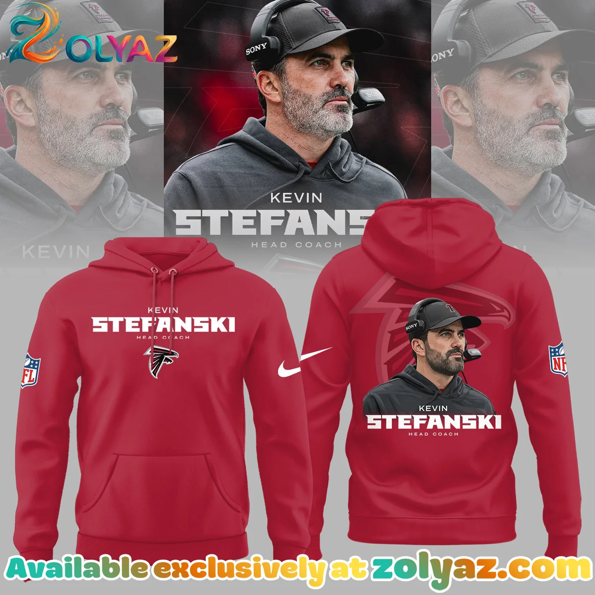 Atlanta Falcons Kevin Stefanski Shirt & Hoodie (Style 3) Atlanta Falcons Kevin Stefanski Shirt & Hoodie (Style 3)