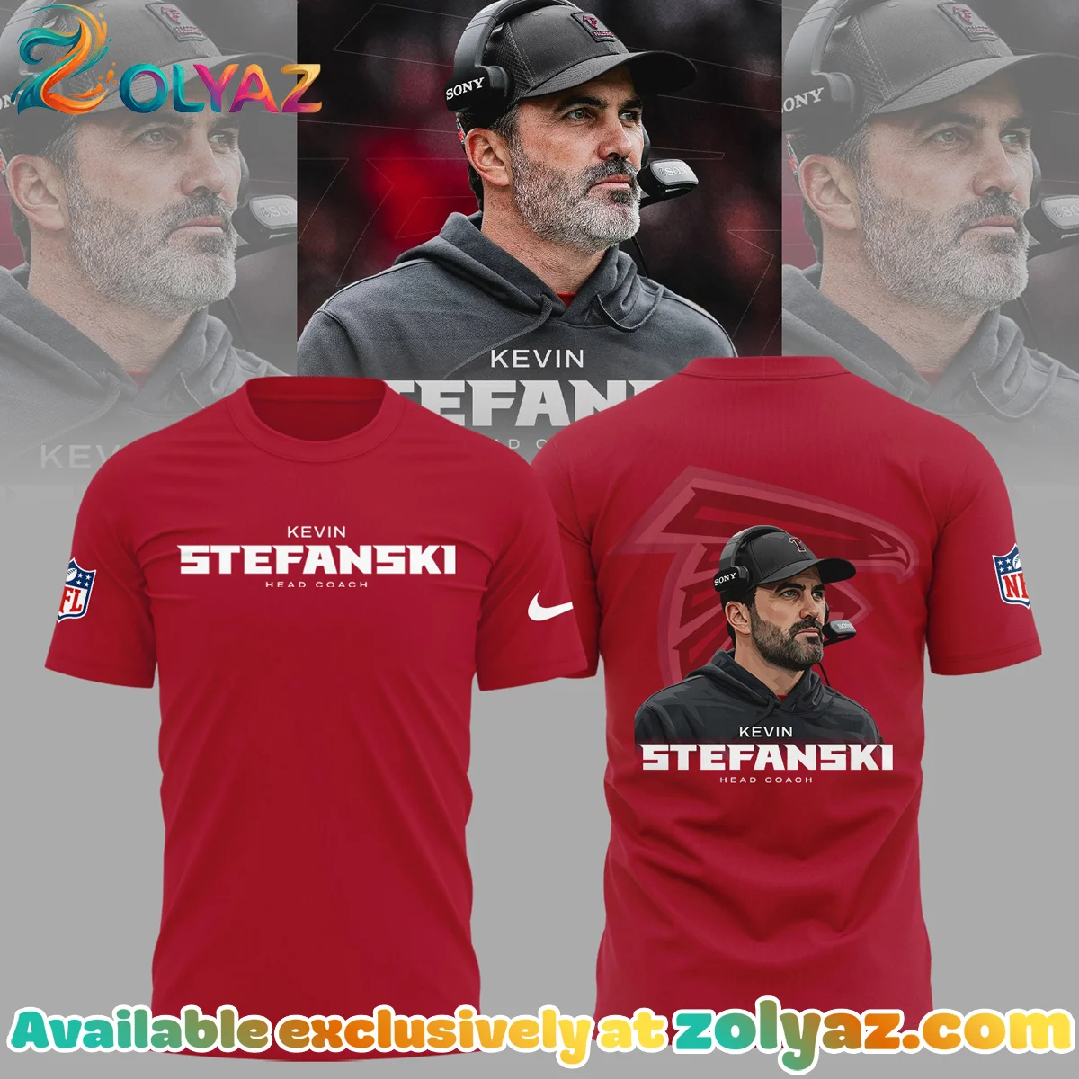 Atlanta Falcons Kevin Stefanski Shirt & Hoodie (Style 3) Atlanta Falcons Kevin Stefanski Shirt & Hoodie (Style 3)