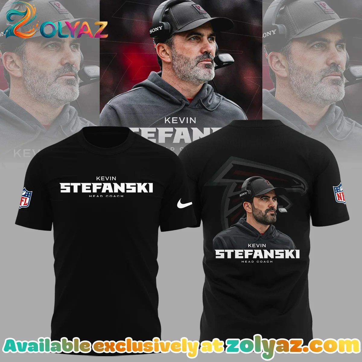 Atlanta Falcons Kevin Stefanski Shirt & Hoodie (Style 3) Atlanta Falcons Kevin Stefanski Shirt & Hoodie (Style 3)