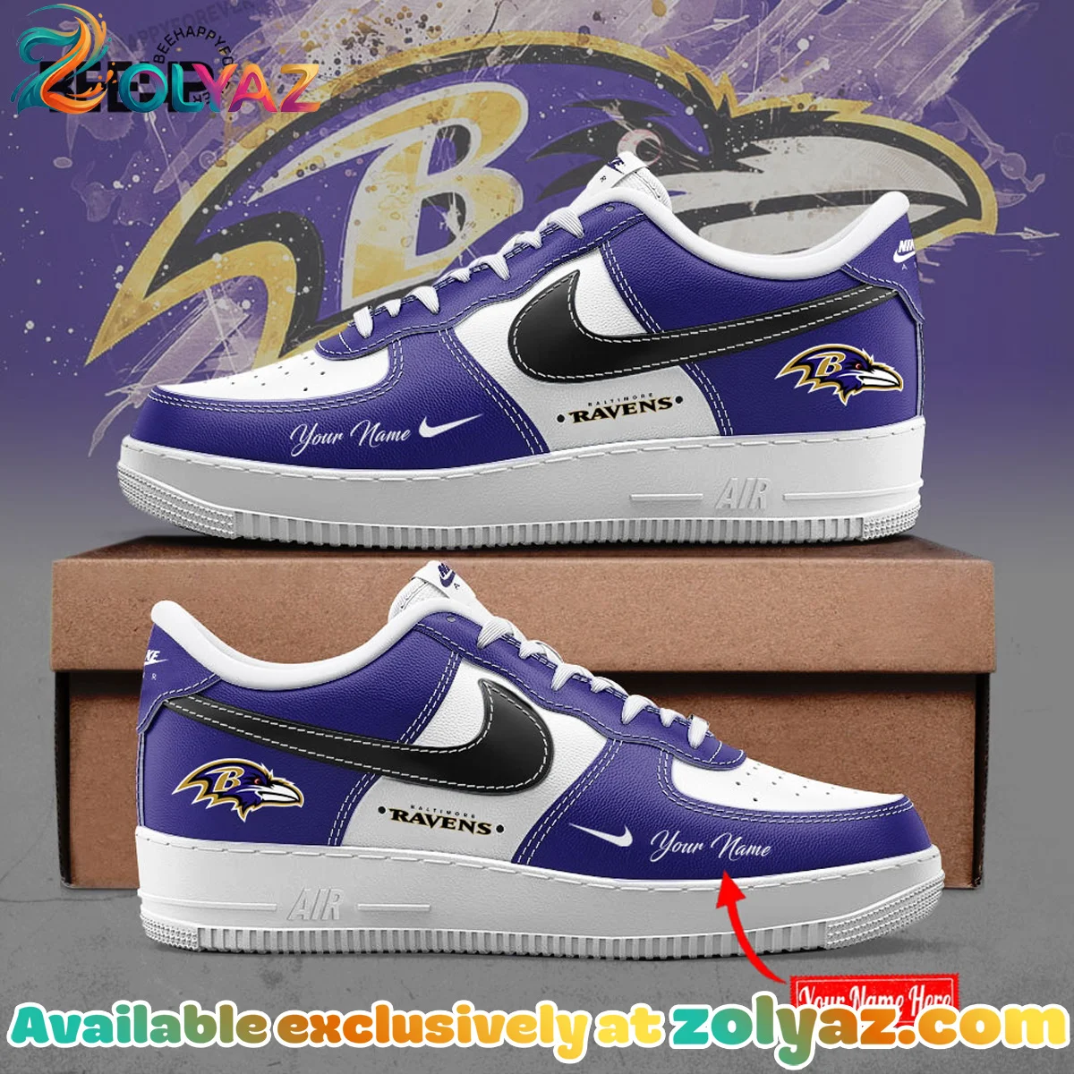 Baltimore Ravens Custom Air Force 1 & Jordan 1 Shoes - Series 1