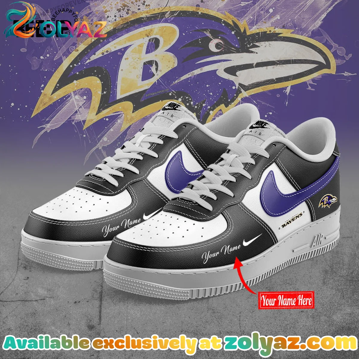 Baltimore Ravens Custom Air Force 1 & Jordan 1 Shoes - Series 2 Baltimore Ravens Custom Air Force 1 & Jordan 1 Shoes - Series 2