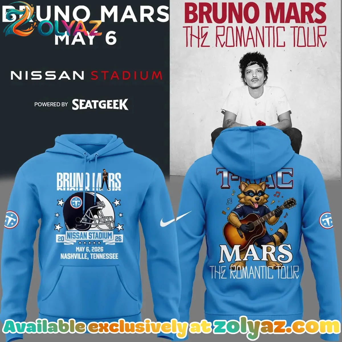 Bruno Mars x Tennessee Shirt & Hoodie