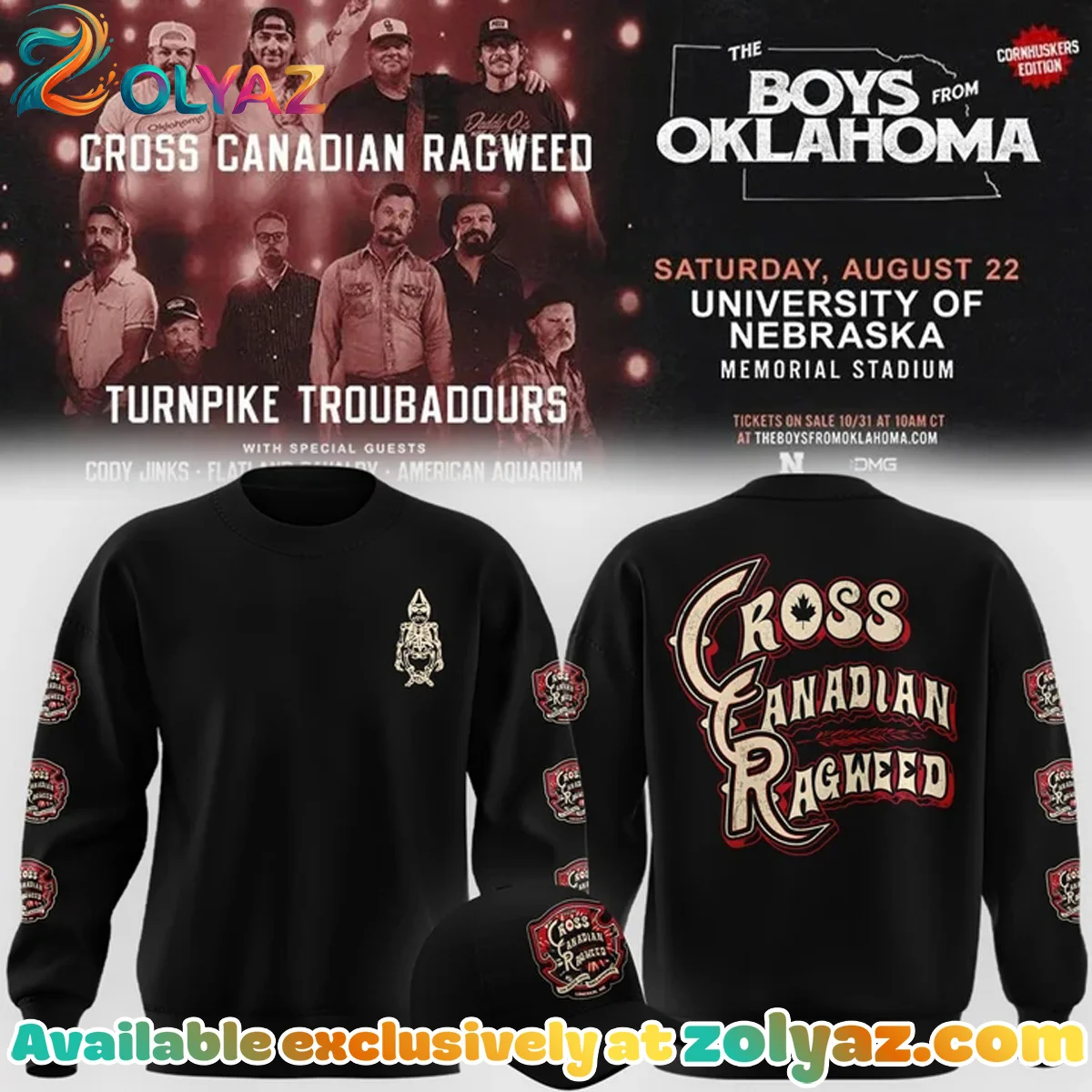 Cross Canadian Ragweed x Nebraska Shirt & Hoodie (Style 1)