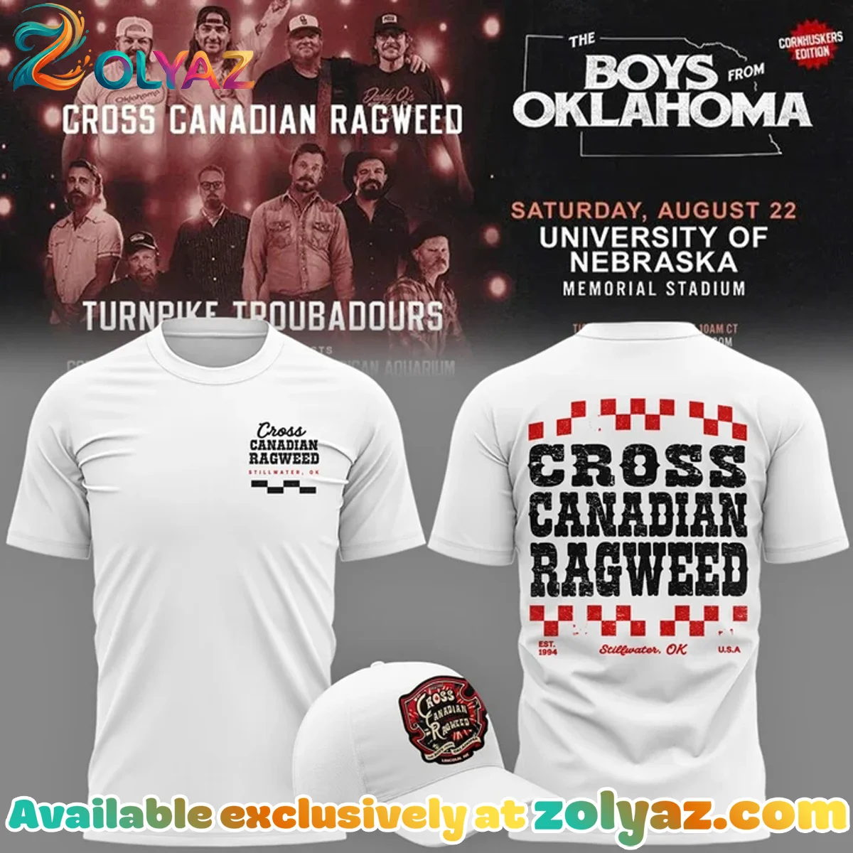 Cross Canadian Ragweed x Nebraska T-Shirt & Hoodie (Design 3)