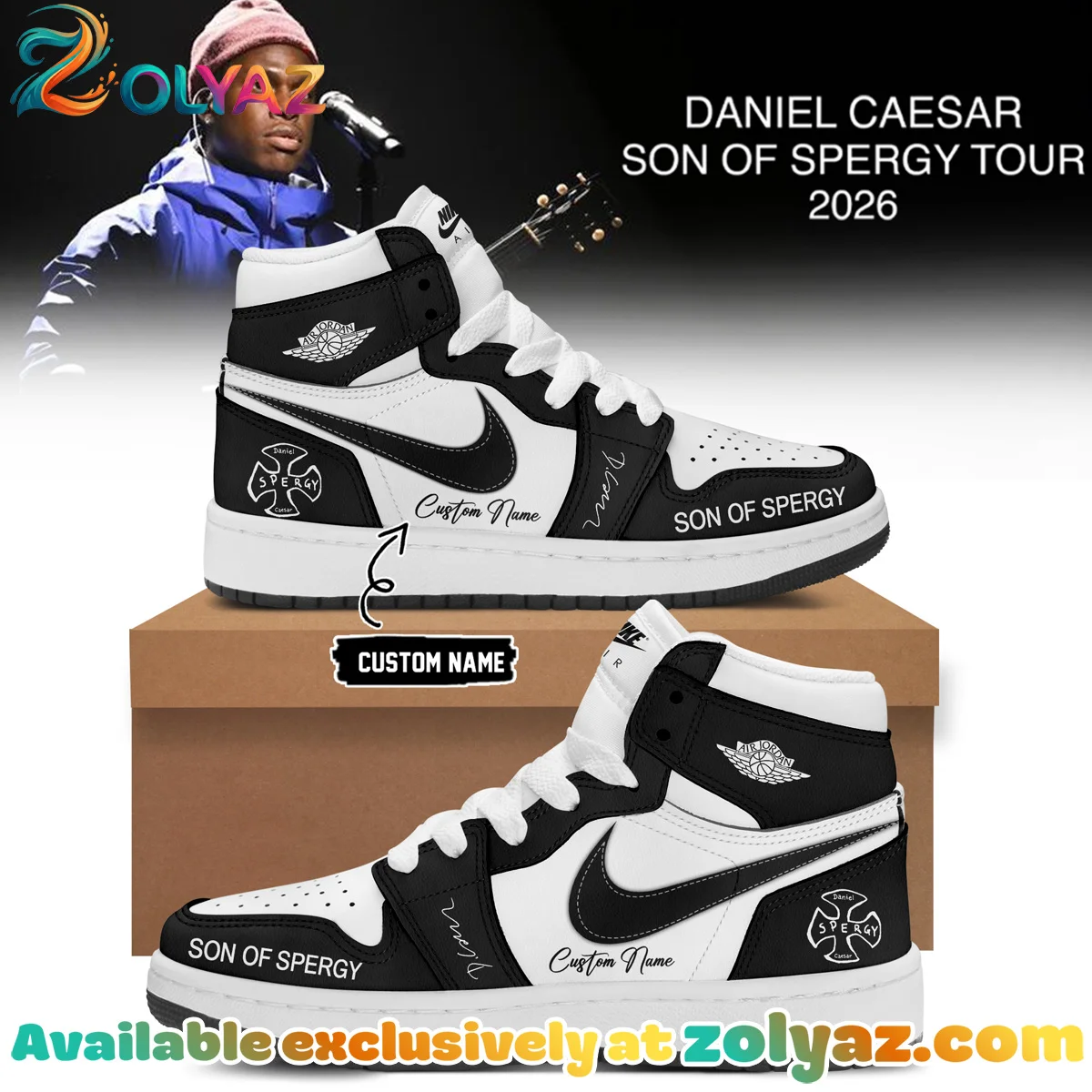 Daniel Caesar Son of Spergy Tour Custom Air Force 1 & Jordan 1 Shoes (Design 5)