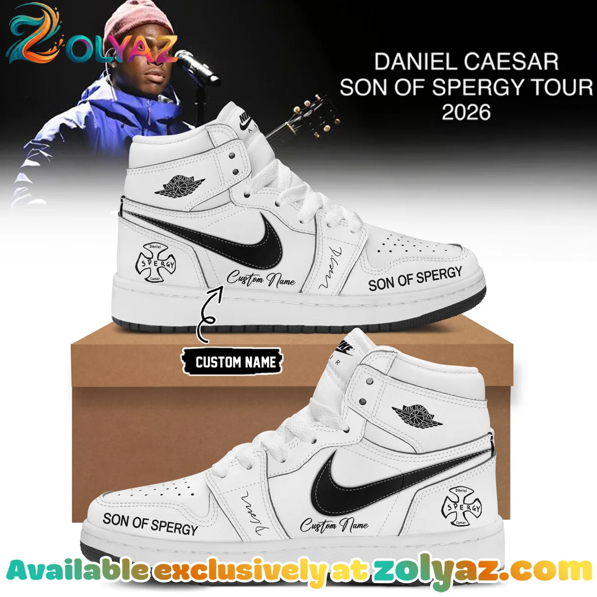 Daniel Caesar Son of Spergy Tour Custom Air Force 1 & Jordan 1 Shoes - Variant 8