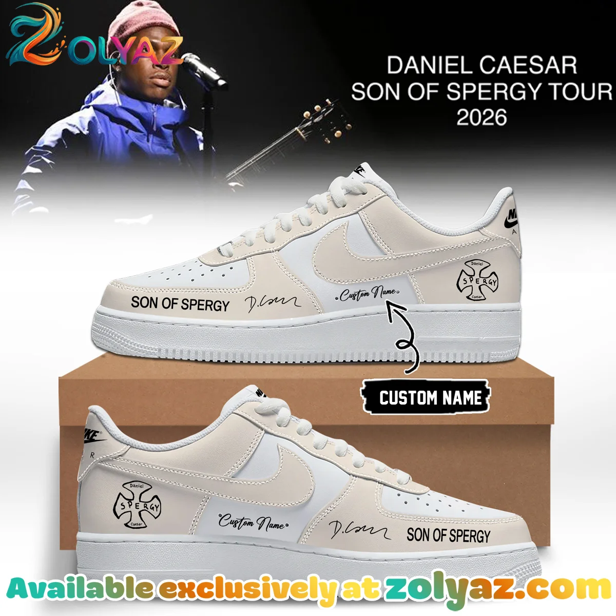 Daniel Caesar Son of Spergy Tour Custom Air Force 1 & Jordan 1 Shoes [Drop 10]