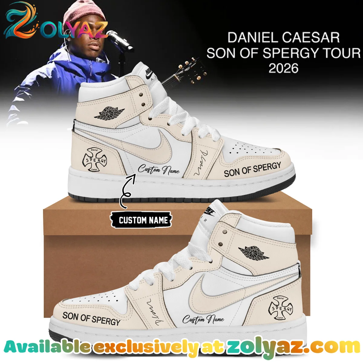 Daniel Caesar Son of Spergy Tour Custom Air Force 1 & Jordan 1 Shoes - Series 9