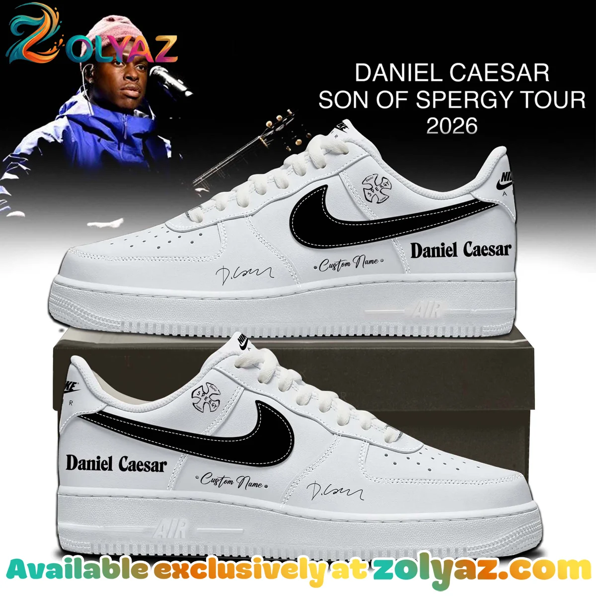 Daniel Caesar Son of Spergy Tour Custom Air Force 1 & Jordan 1 Shoes (Release 3)