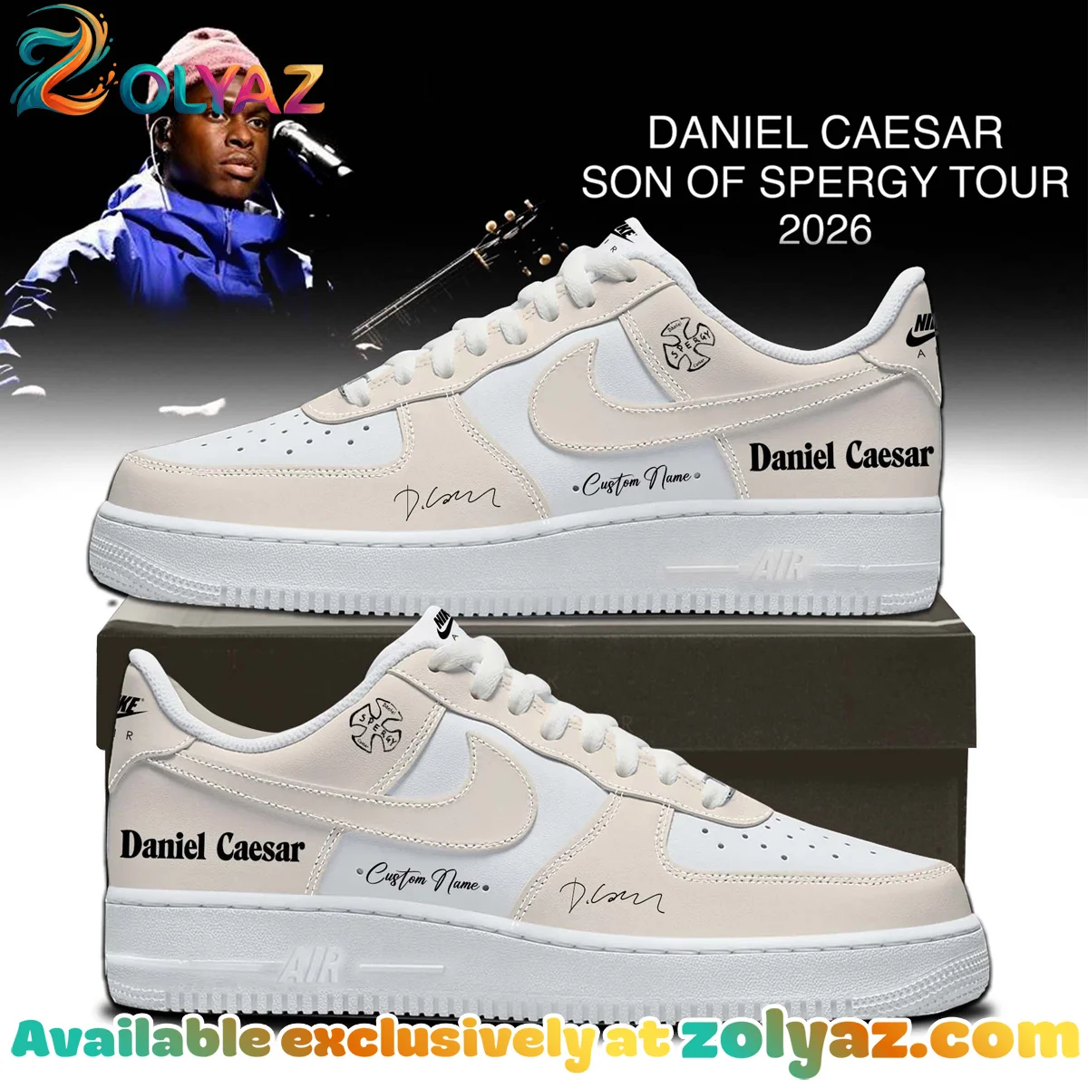 Daniel Caesar Son of Spergy Tour Custom Air Force 1 & Jordan 1 Shoes - Series 6