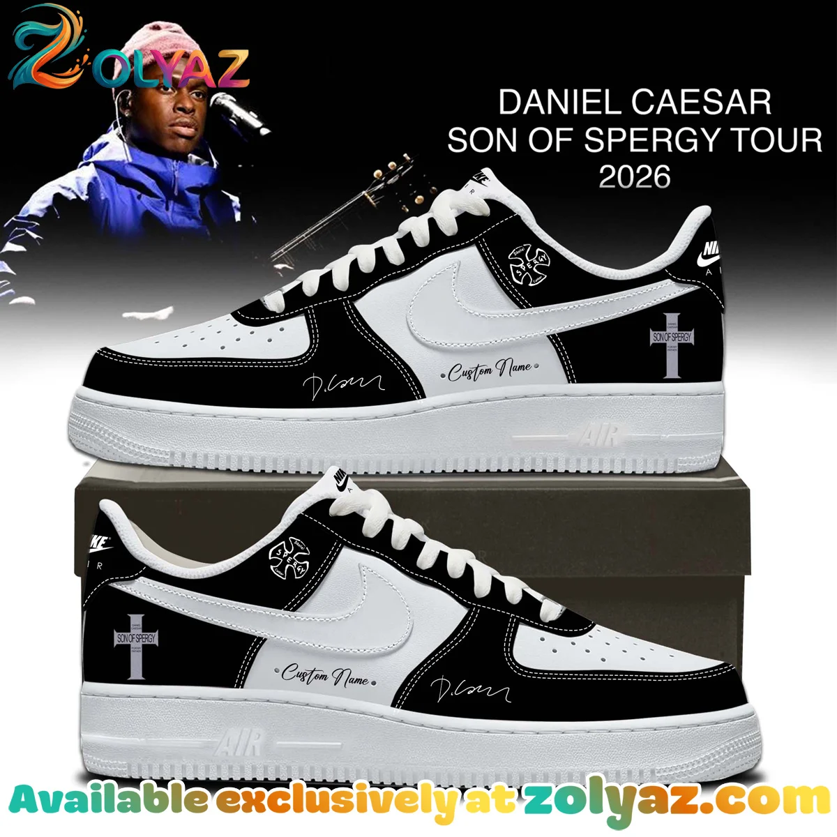 Daniel Caesar Son of Spergy Tour Custom Air Force 1 & Jordan 1 Shoes - Part 8