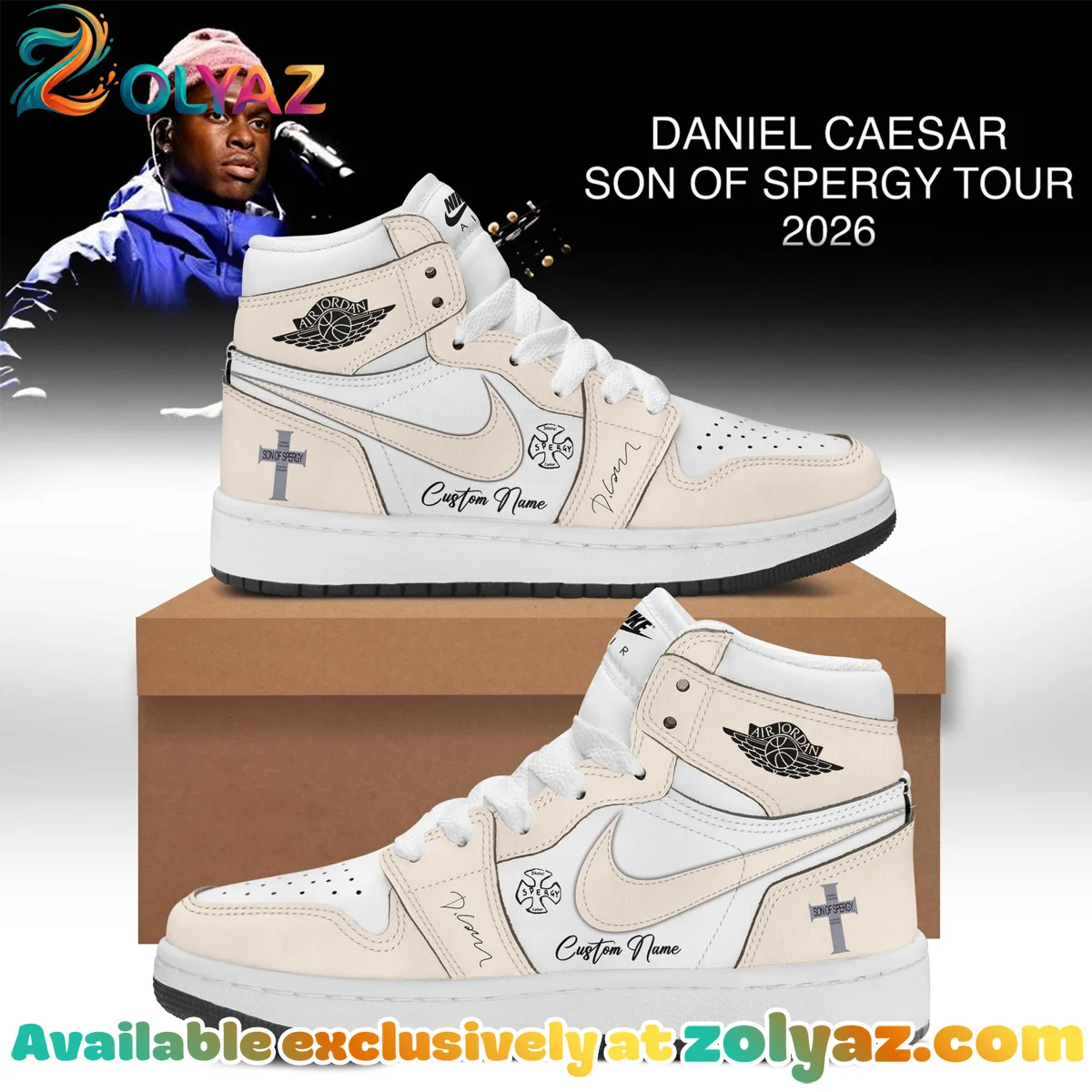 Daniel Caesar Son of Spergy Tour Custom Air Force 1 & Jordan 1 Shoes (Design 11)