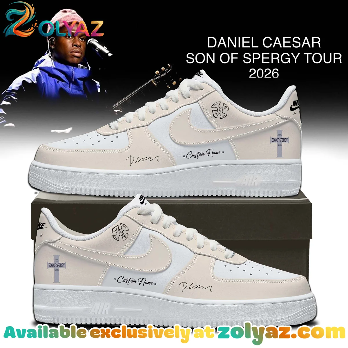 Daniel Caesar Son of Spergy Tour Custom Air Force 1 & Jordan 1 Shoes (Release 12)
