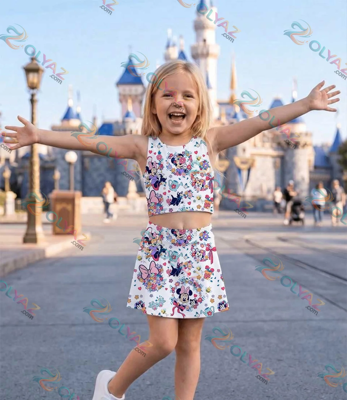 Disney Floral Mickey Minnie Stitch Dress Set Disney Floral Mickey Minnie Stitch Dress Set