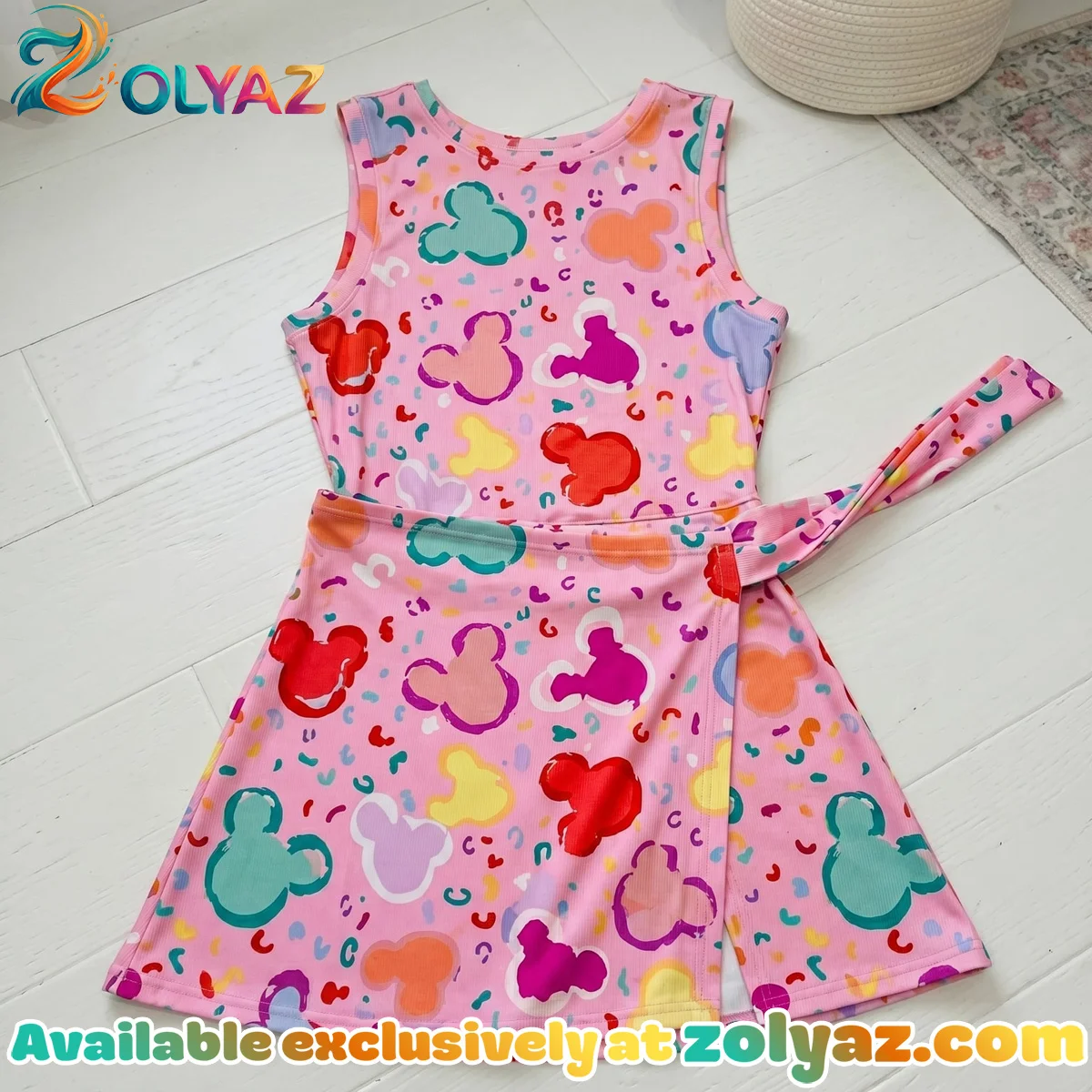 Disney Mickey Mouse Head Pattern Athletic Dress - Tennis Dress Skirt, Magical Vacation Outfit Disney Mickey Mouse Head Pattern Athletic Dress - Tennis Dress Skirt, Magical Vacation Outfit