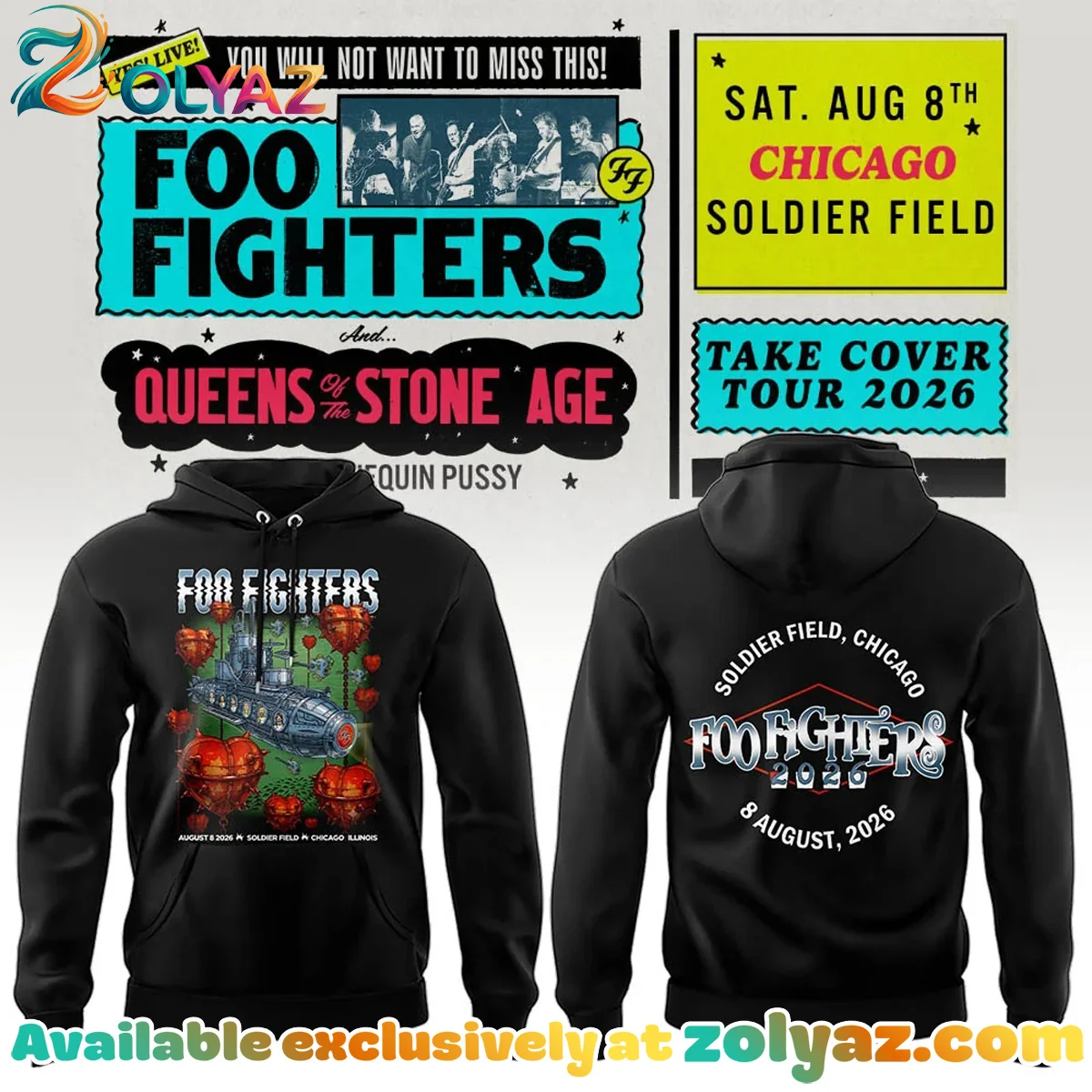 FF Take Cover Tour Chicago IL T-Shirt & Hoodie (Design 2)
