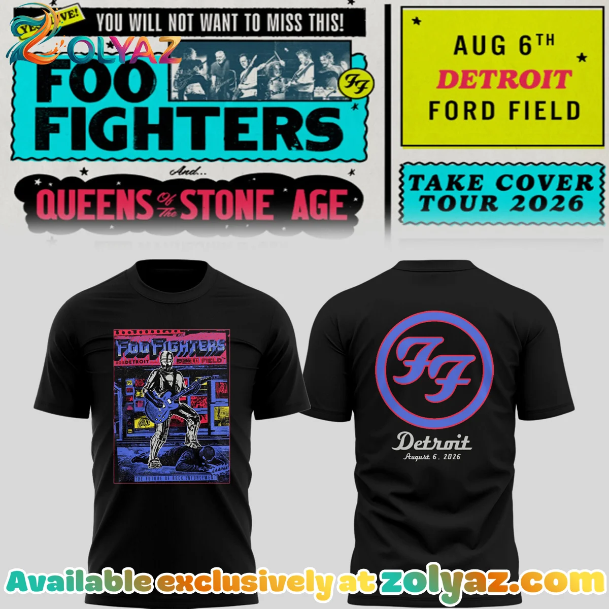 FF Take Cover Tour Detroit MI Shirt & Hoodie