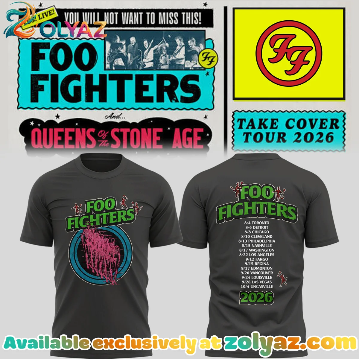 FF Take Cover Tour T-Shirt & Hoodie (Release 8)