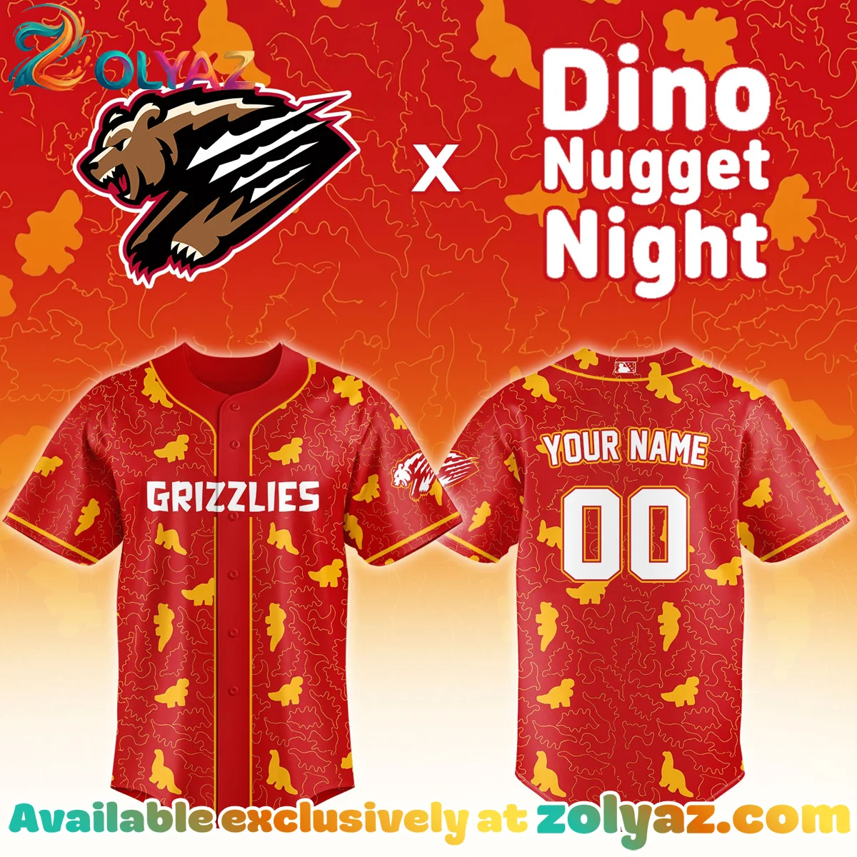 Fresno Grizzlies Dino Nugget Night Jersey Fresno Grizzlies Dino Nugget Night Jersey