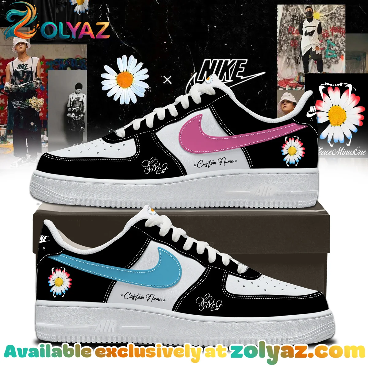 G-Dragon PEACEMINUSONE Custom Air Force 1 & Jordan 1 Shoes (Design 4)